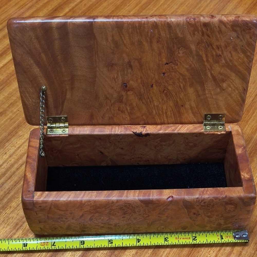 Burled Thuya Wood Jewelry Box with Black Interior